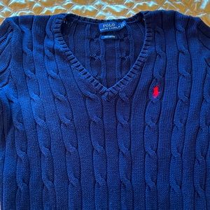 Ralph Lauren Cable-Knit V-Neck Sweater Medium